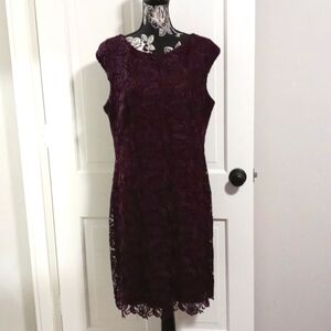 💜Lauren Ralph Lauren💜 - Plum Lace Overlay S/S Cocktail Dress